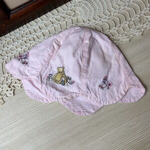 Vintage Classic Pooh Baby Hat Pink Winnie the Pooh Embroidered Sun Hat